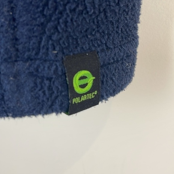 Eddie Bauer Mens Navy Blue Polartec Fleece Full Zip Vest drawstring Size Small - Picture 4 of 9